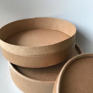 Caja Circular Tapa y Base 15 x 6 cm alto Kraft – 10 U
