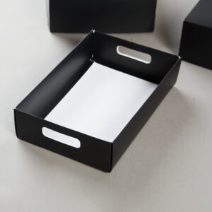 Caja tapa con visor y base 25x16x6 cm NEGRA – 10 u